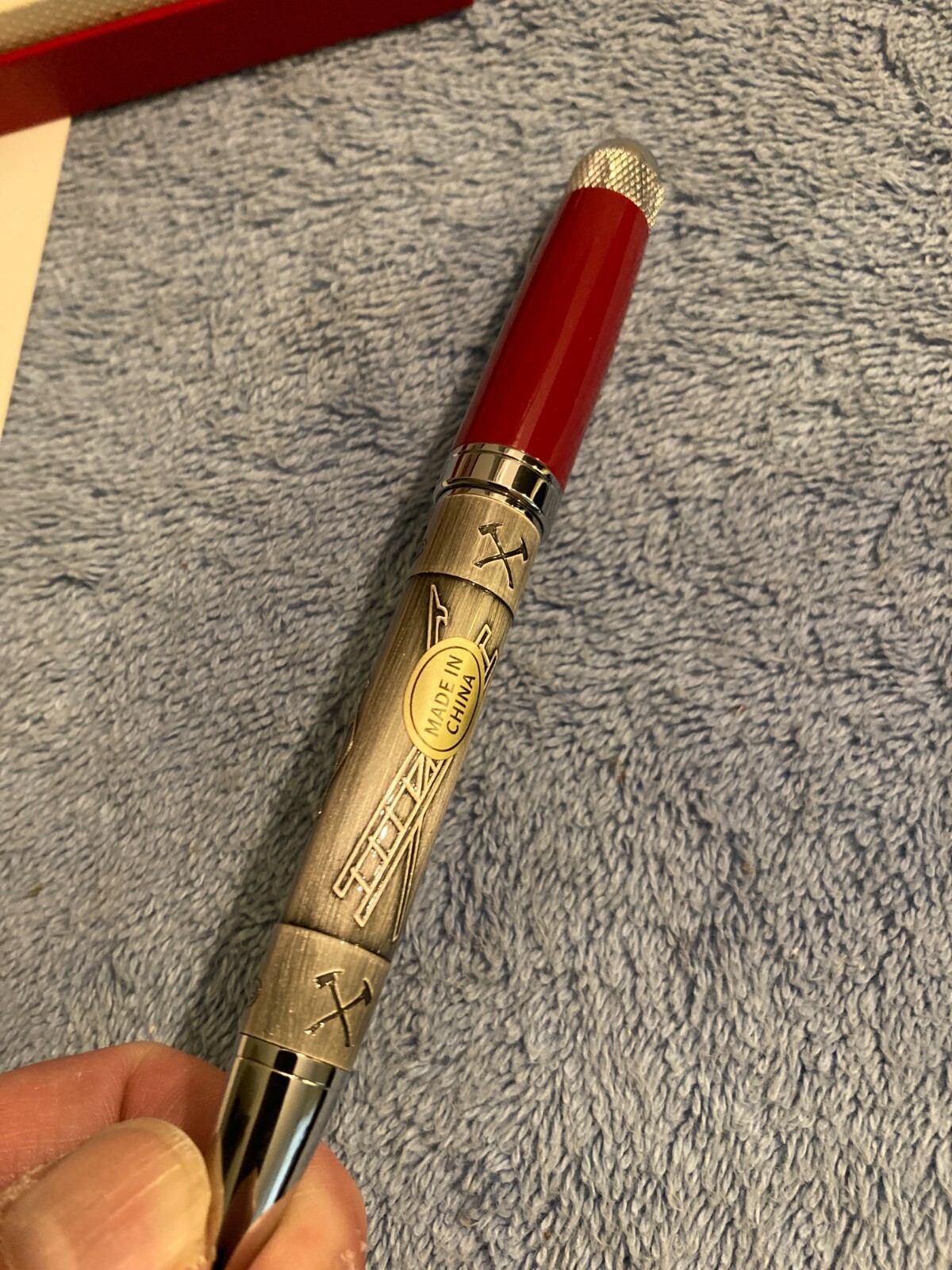 NEW Fire Dept. Black Ink Ballpoint F.D. Ballpoint Pen Red Cap