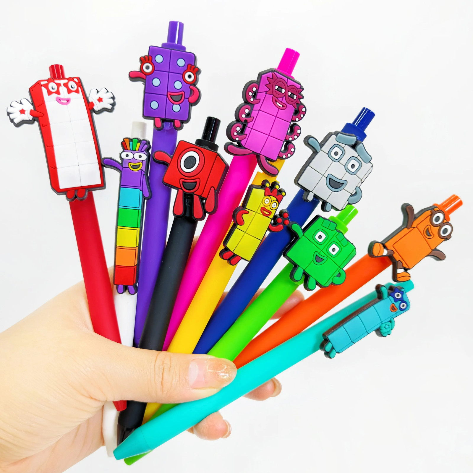 8PCS/12PCS Color Digital Building Block Ballpoint Pen, Block Building Ballpoint