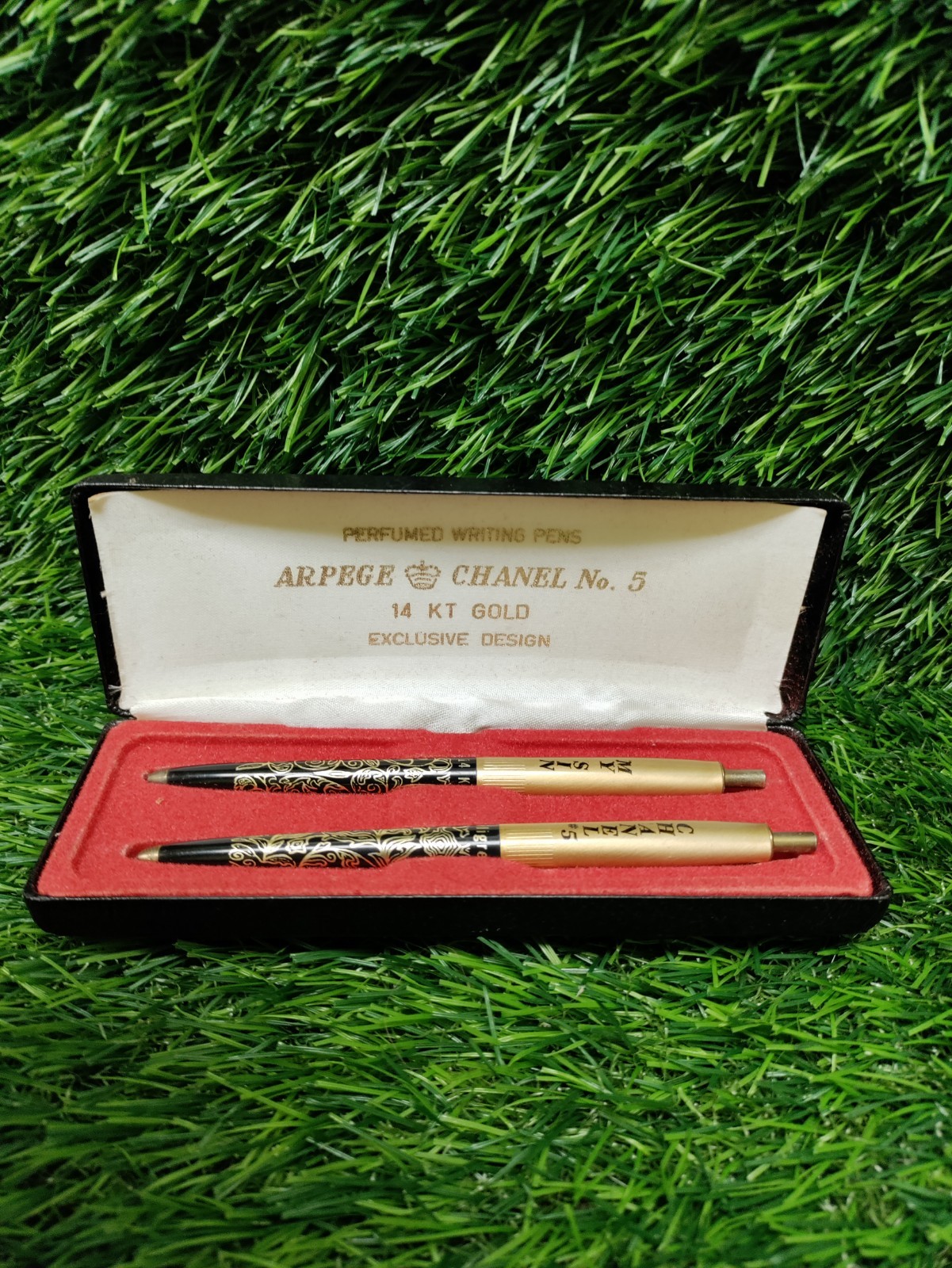 Arpege CHANEL No.5 Ballpoint Pen Set 14K Gold, Vintage