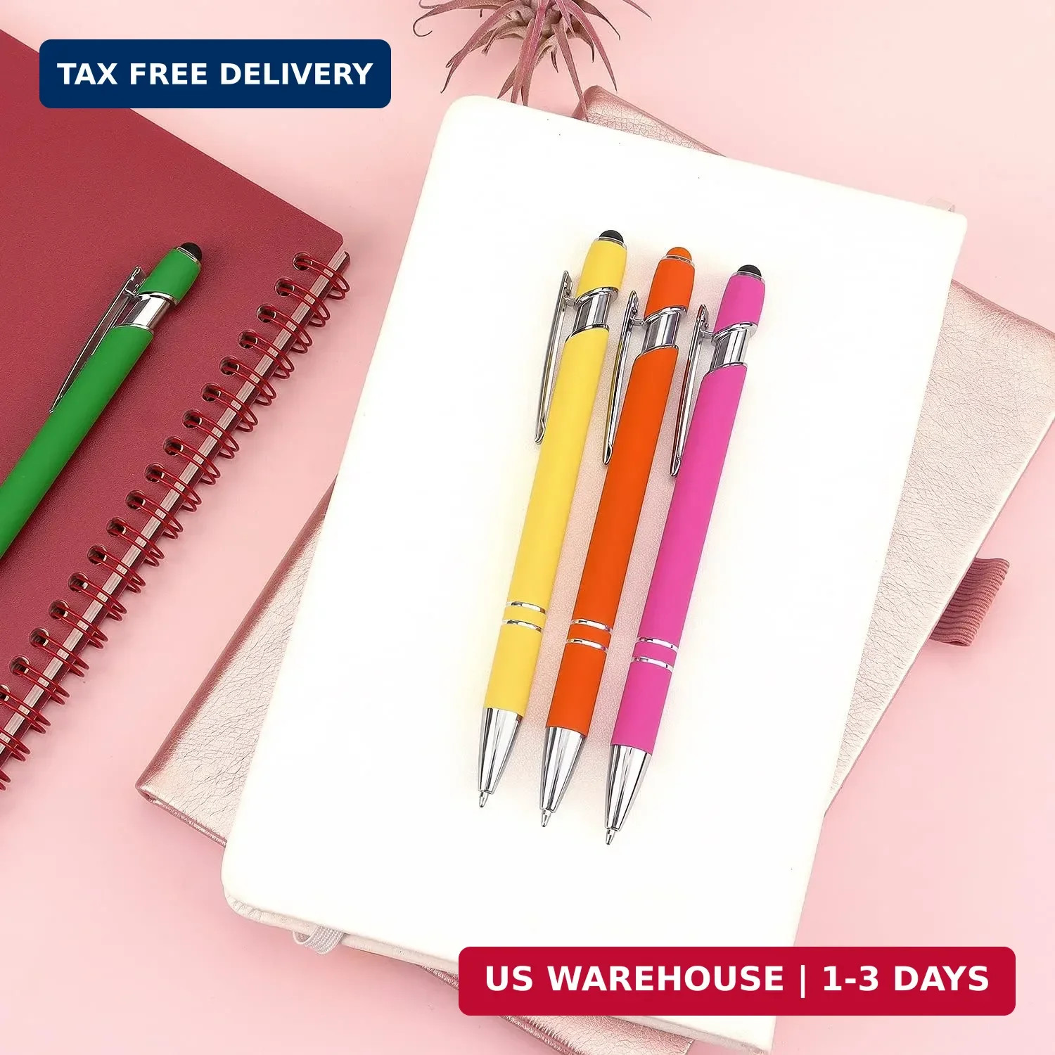 8 Pack Ballpoint Pen 2-in-1 Stylus, 1.0 mm Black Ink | Retractable Ballp