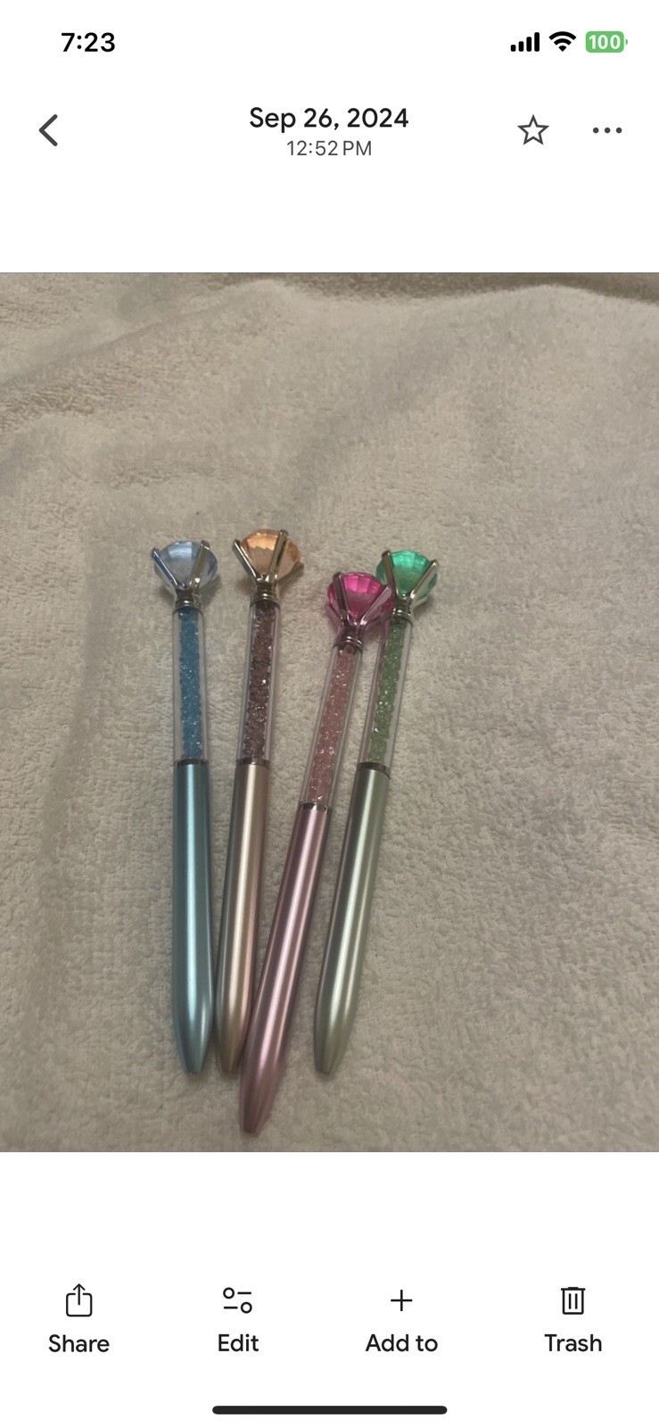 Blue,Gold , Pink and Green Diamond Pens