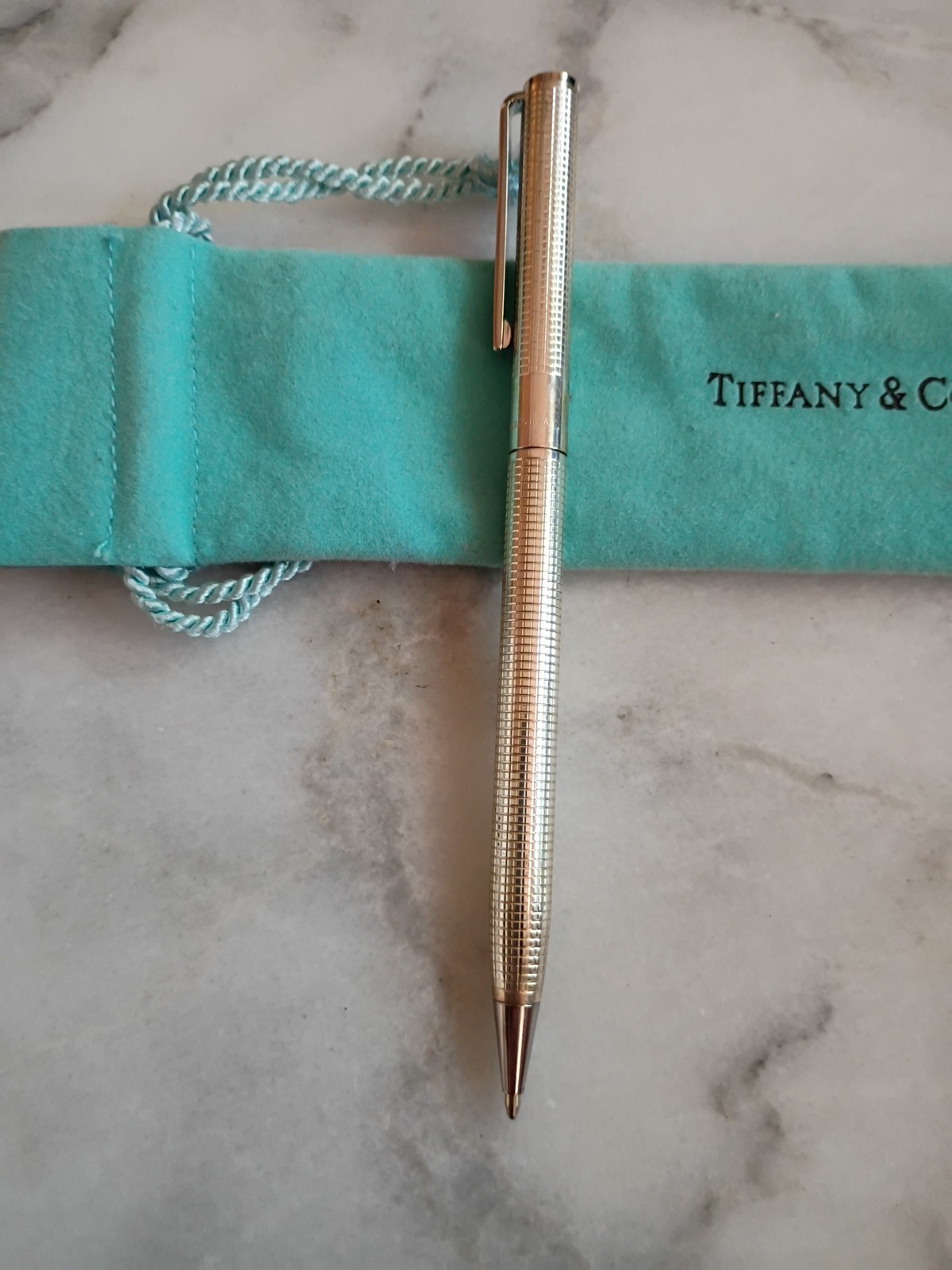 Tiffany & Co 925 Sterling Silver Random House Ballpoint Pen Vintage With Pouch