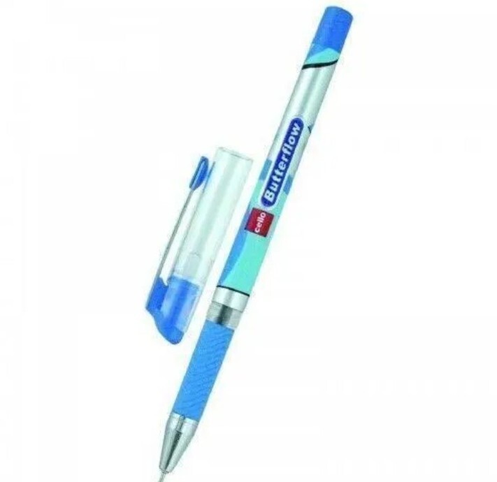Pack of 10 Cello Butterflow Smooth Writing Fine Ball Pen Blue