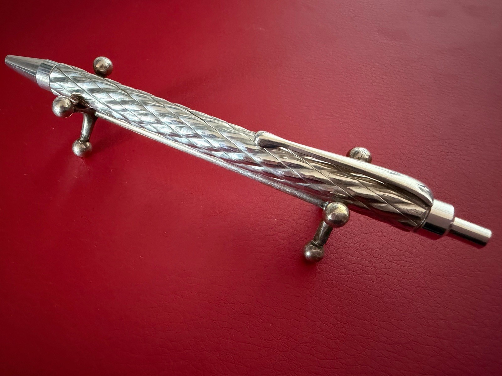 Cesare Emiliano Sterling Silver 925 Solid Pen Ballpoint Vintage Relief Weave