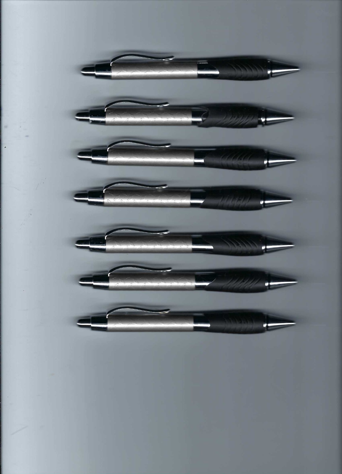 Lot of 7 Unbranded Black & Chrome Ball Point Pens W/New Parker Refills No Adv.