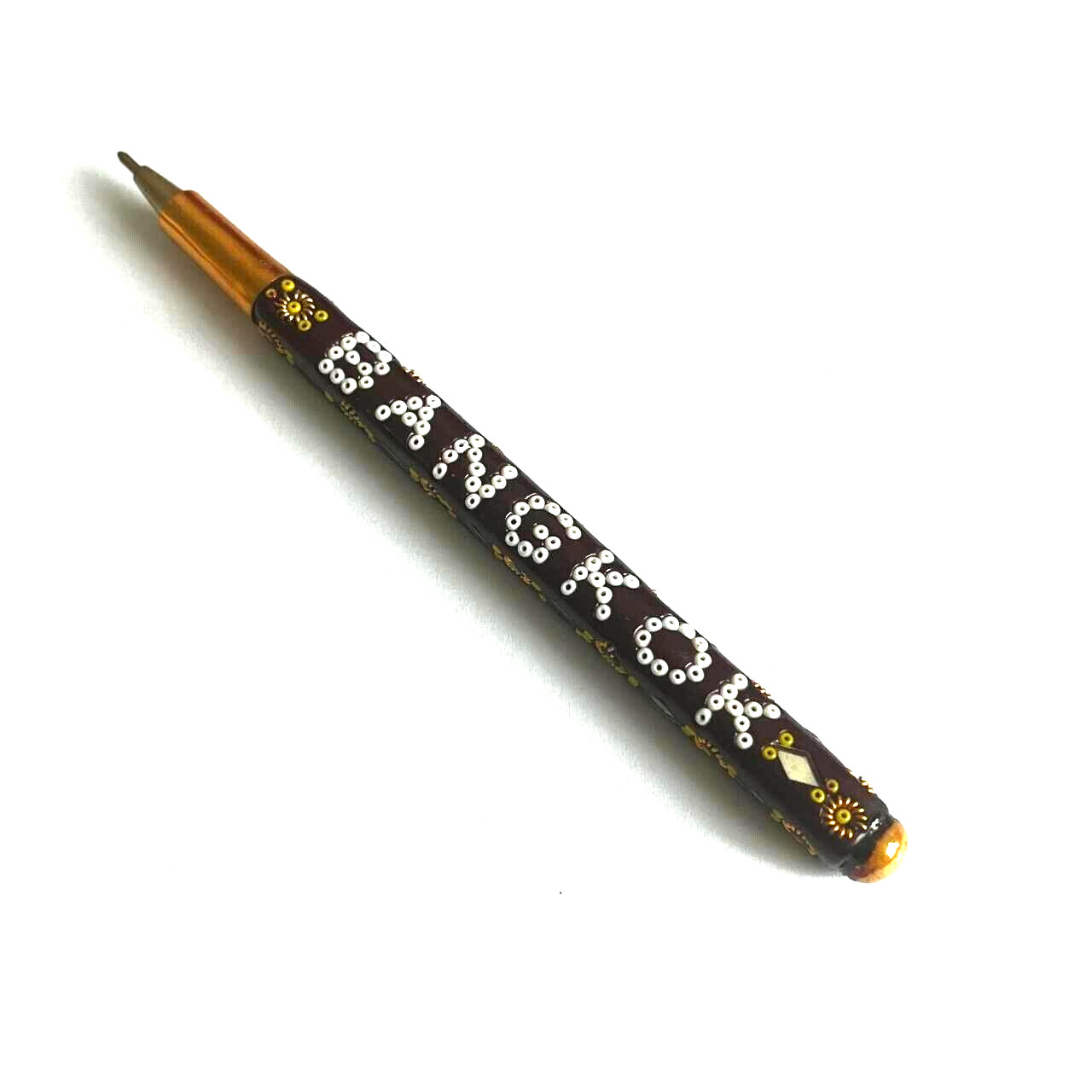 Vintage Rare Bangkok Handmade Beaded and Diamond cut mirrored Ballpoint Pen