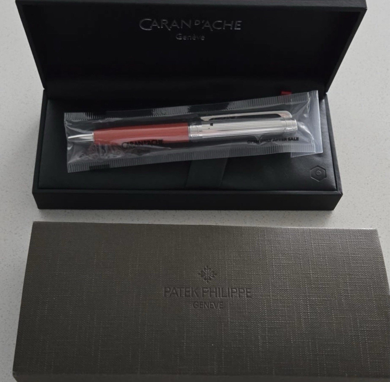 Patek Philippe x CARAN d’ACHE Silver and Red Pen