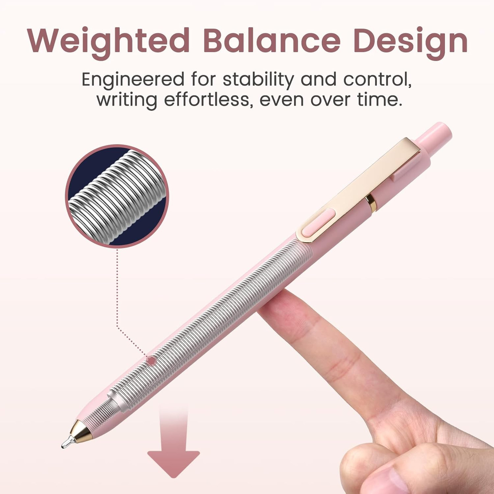 Ballpoint Pen 1.0 mm Medium Point Black Ink Soft Grip Retro Stylish Refillable