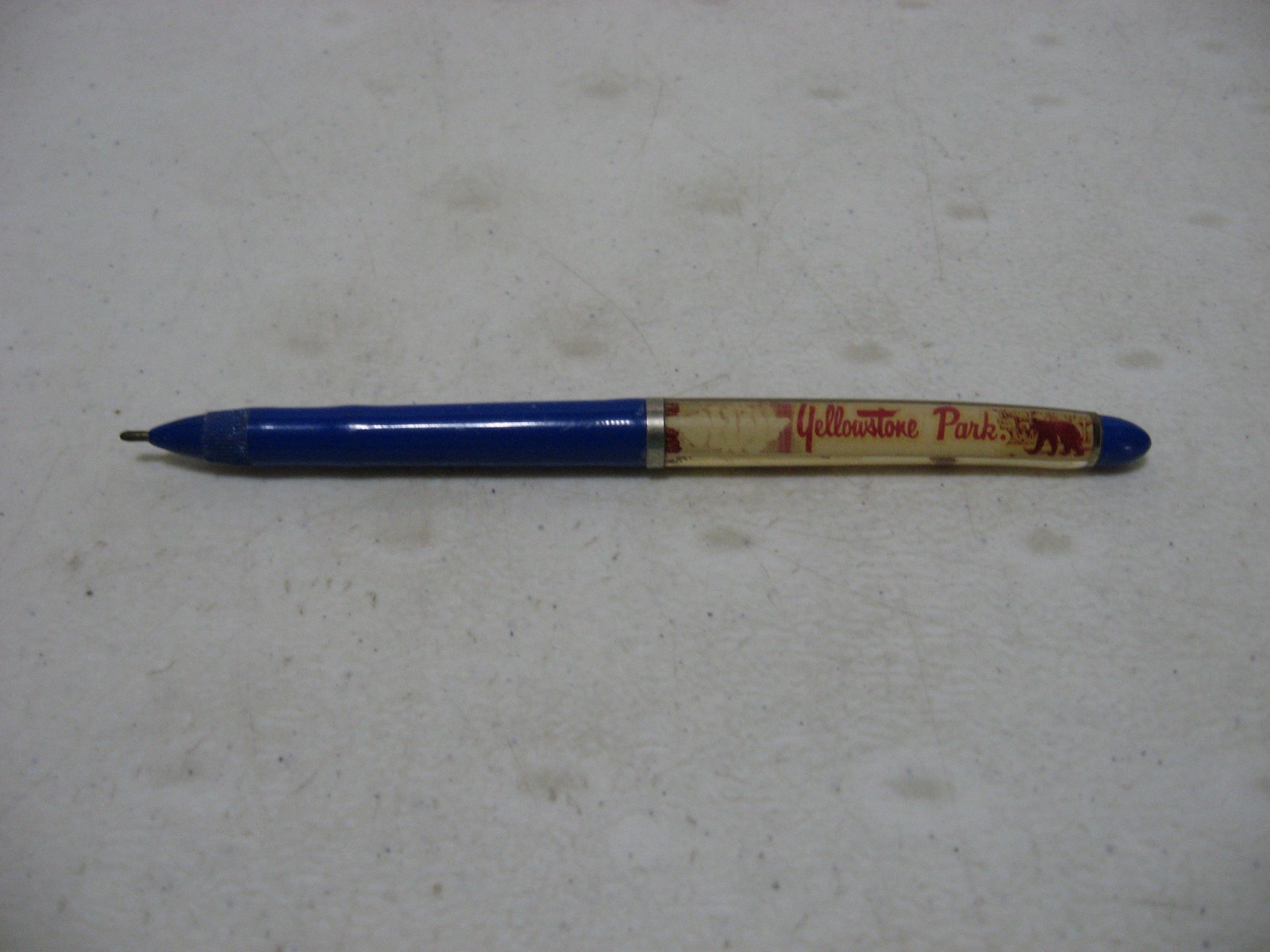 Yellowstone Park Souvenir Ink Pen Floating Bear – DRY INK – Pen Is Warped