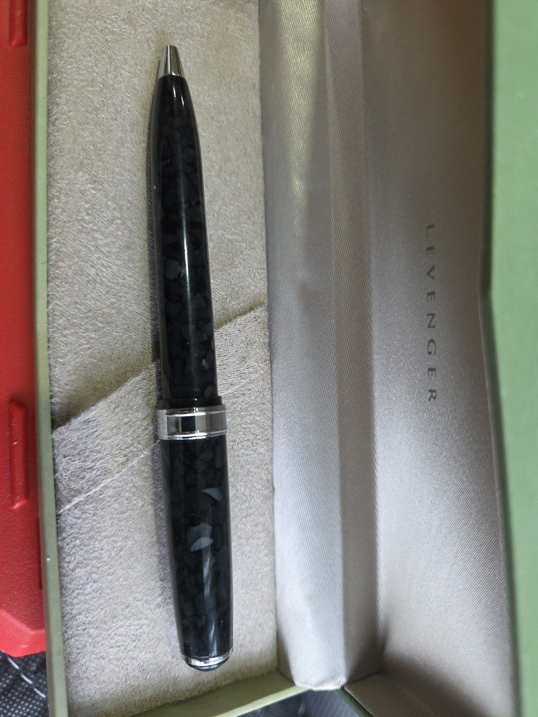 Levenger Black Mossaic Ballpoint Pen No Ink Generic Box