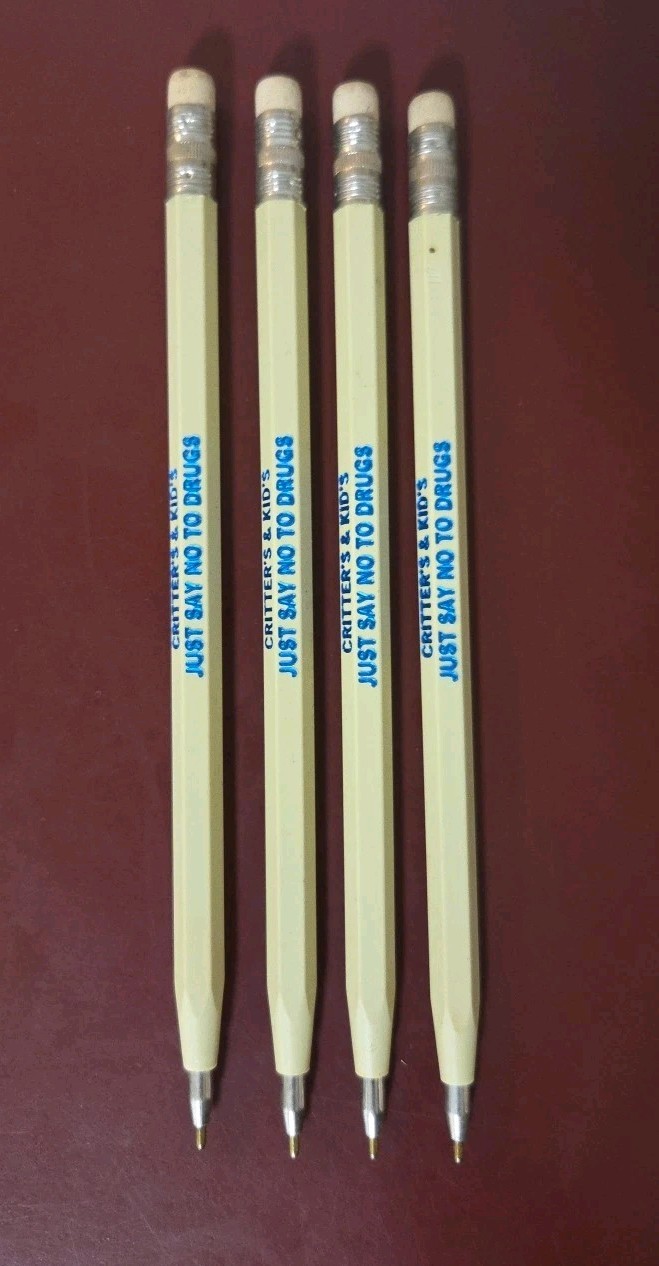 4 Vintage Erasable Pens Critter’s & Kid’s » Just Say No To Drugs » 1980’s NOS
