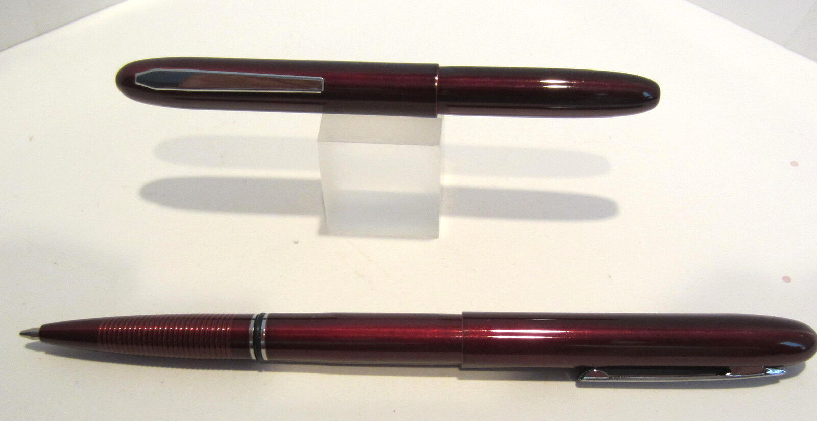LOT OF 5 RED BULLET CAPPED BALLPOINT PEN w/ clip-GREAT POCKET PEN