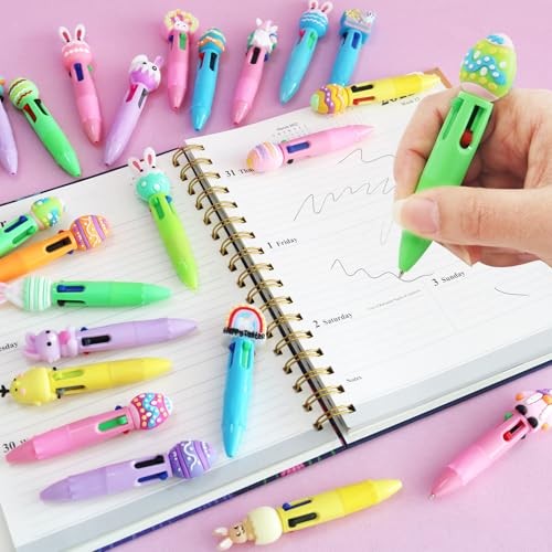 24 Pcs Easter 4-in-1 Ballpoint Pens|Colorful Cartoon Kawaii Pens |with Easter