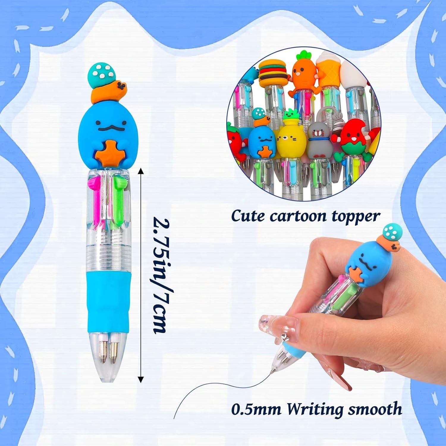 Adorable 20-Pcs Kawaii Ballpoint Pens – 4 Colors Each for Kids’ Creativity