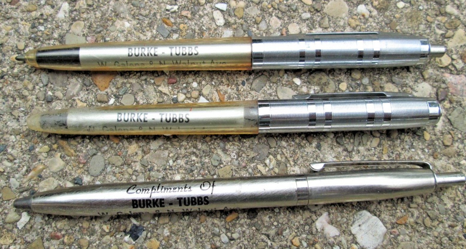 Lot of 3 Unipeco USA Advertising Burke-Tubbs Freeport Illinois Ink Pens
