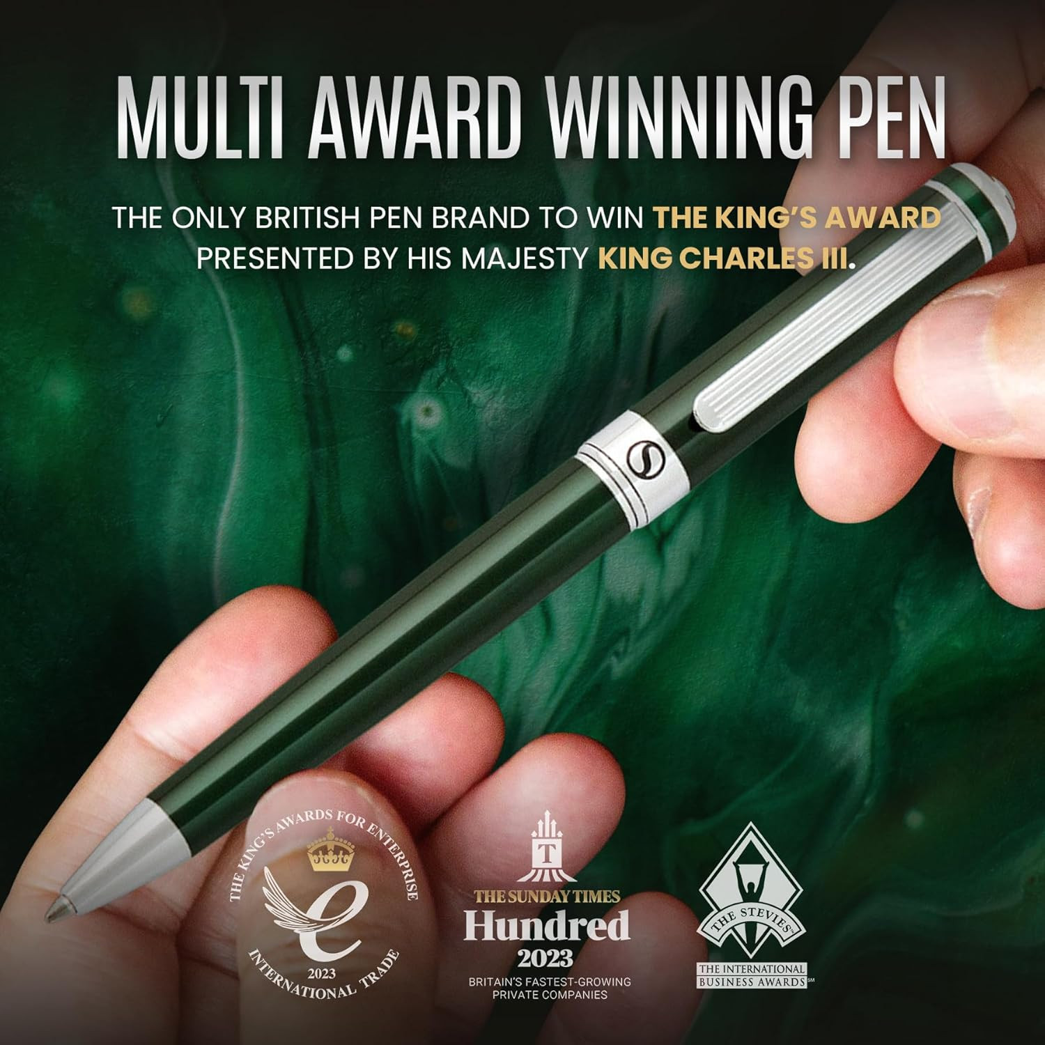 Green Ballpoint Pen – Stunning British Racing Green Luxury Pen, Chrome Finish, S