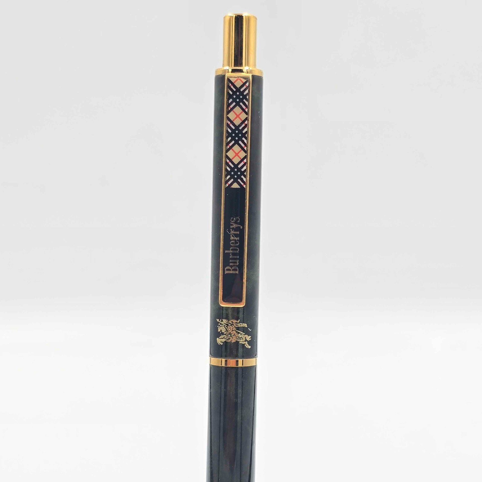 ​Burberrys Vintage Ballpoint Pen Green Marble BEB50 Gold Trim Japan Box Dry Ink