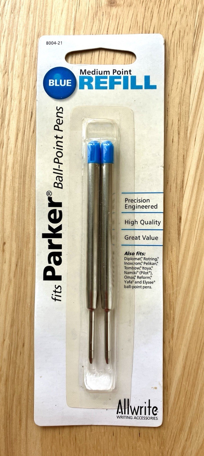 Parker – Ball Point Pen Refill – Blue Medium Point – 2 In Package -New Old Stock