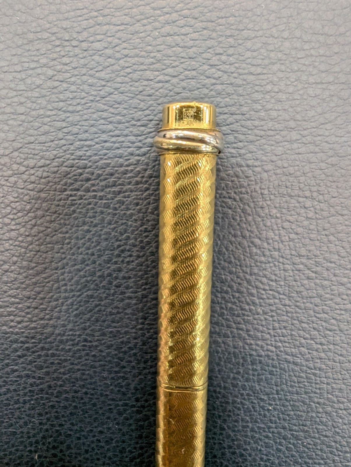 Vintage Cartier Ballpoint Pen Vendome Trinity 18K Gold Finish Textured