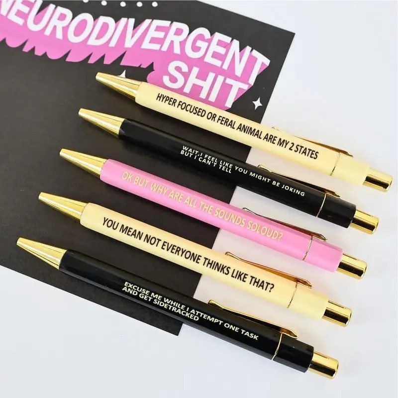 Cute Ballpoint Pens Portable 0.5mm Nib Pens 5x Humorous Stationery Lightweight