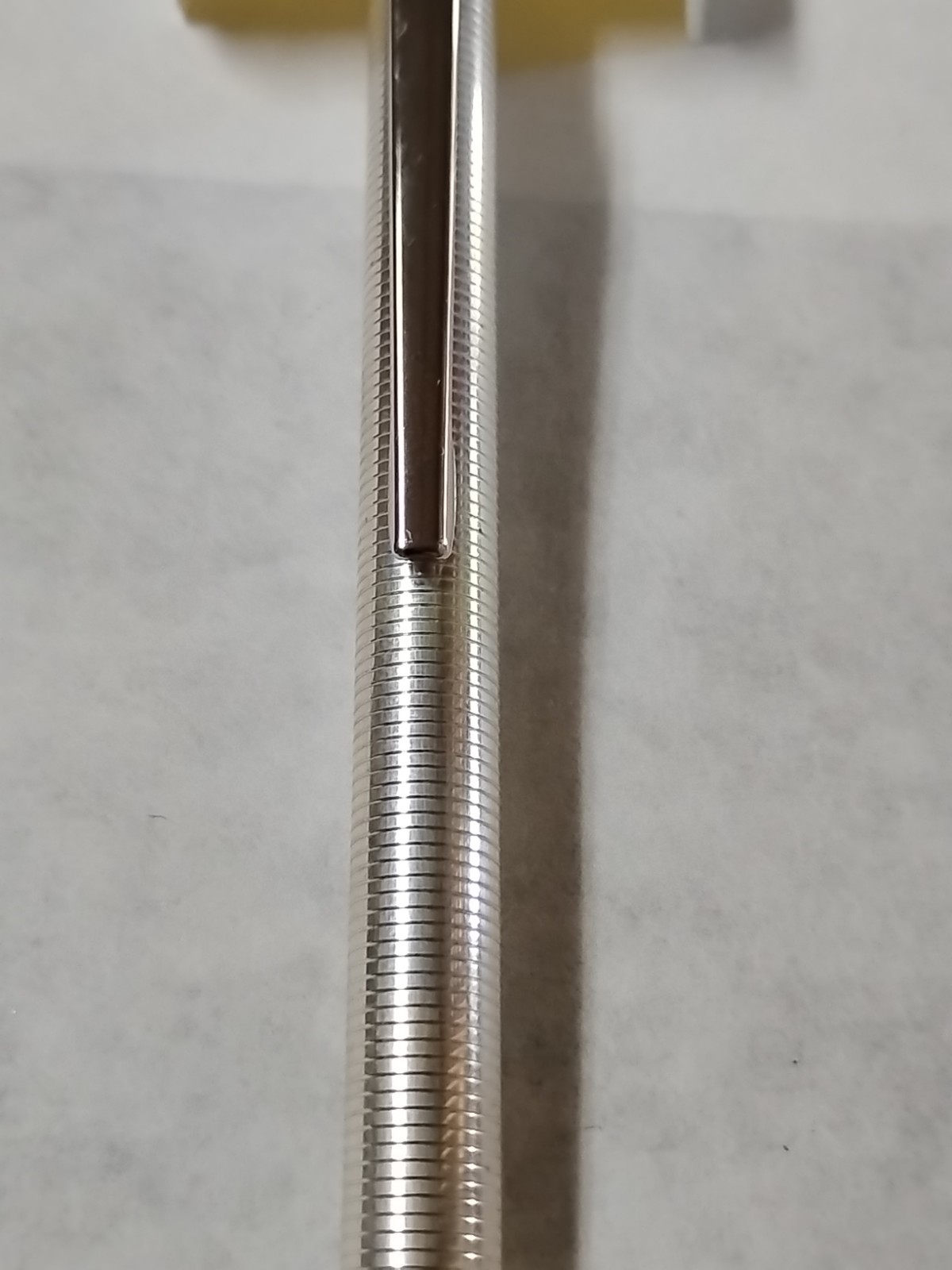 VTG Slim Ribbed Sterling Silver Ballpoint Pen NOS Tested-Works In Original Case