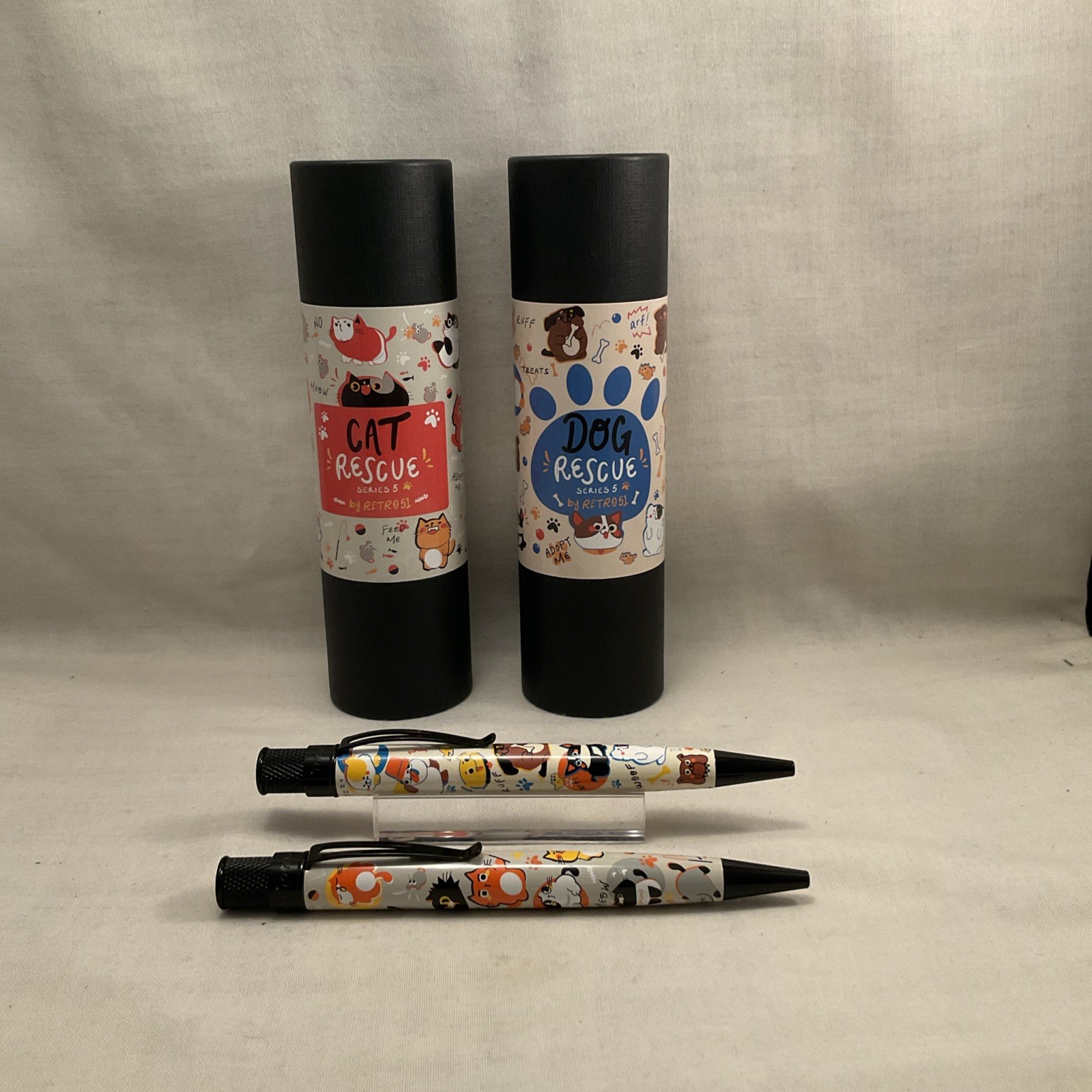 Retro51 Tornado Ballpoint Pens Dog & Cat Rescue Series 5 – Two Pen Lot, in Tubes