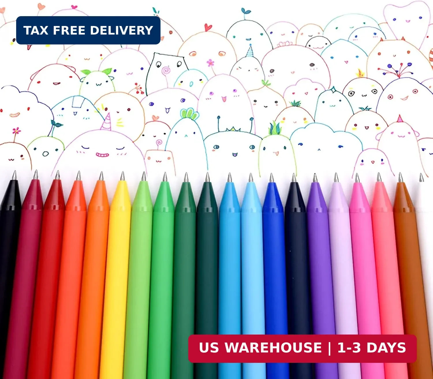 PURE Colored Gel Pens 0.5mm 20 Pieces Set Colorful Multi-color Ink Fine Point Co