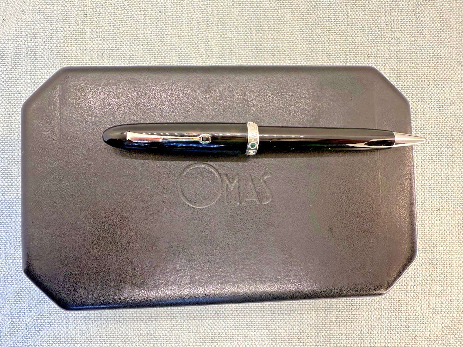 OMAS Ogiva Ballpoint Pen Nera (black) with Chrome Trim and matching gem Boxed