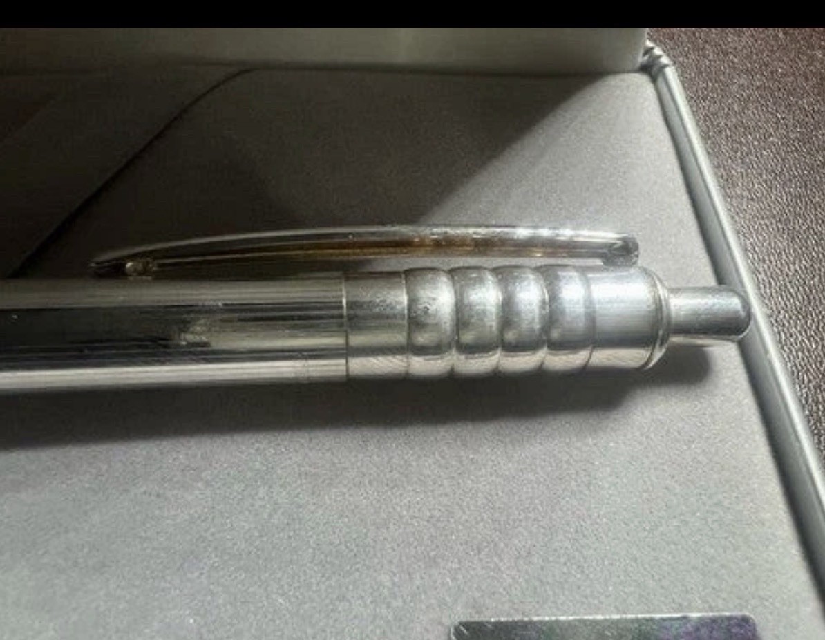 UNOARGENTO Sterling Silver 925 Solid Ballpoint Pen With Engraved Clip