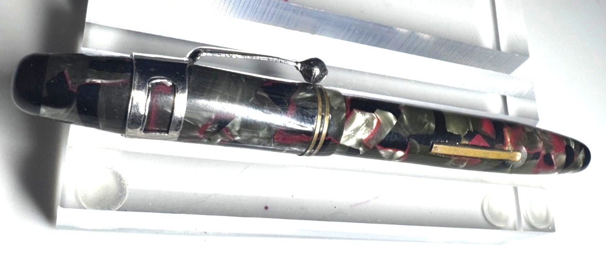 PARKETTE VINTAGE CELLULOID MECH PENCIL BLACK GREY SILVER RED COLLECTIBLE ANTIQUE