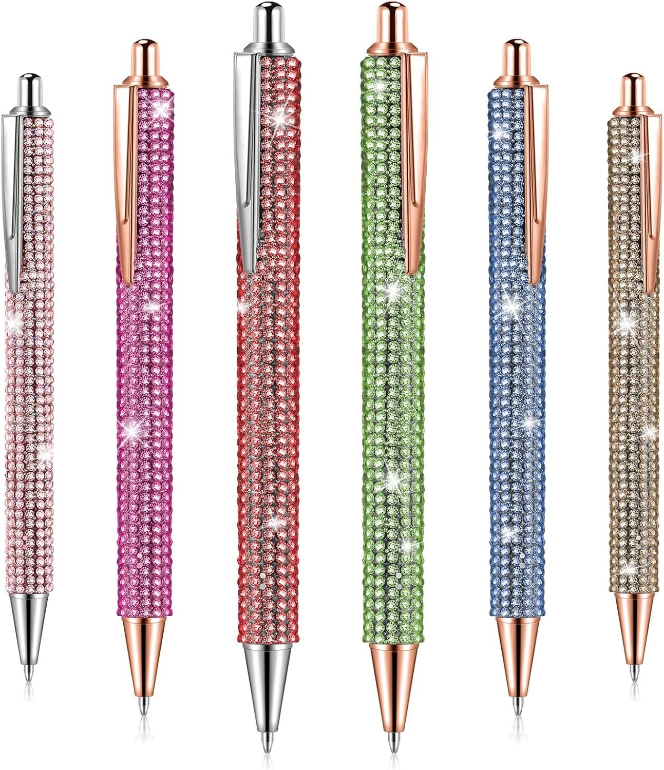 6 Pcs Bling Pen Cute Diamond Wedding Rhinestones Gift Metal Pen Women Office Bir