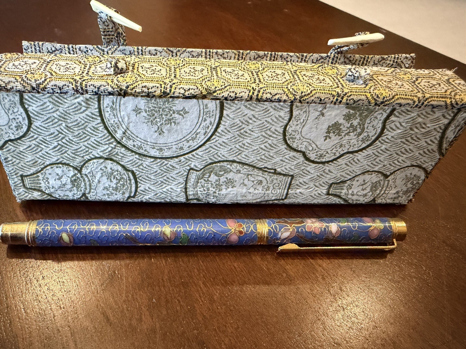 Vintage Beijing Cloisonné Enamel Ballpoint Pen Taipu R-920 Jingtailan w/ Box