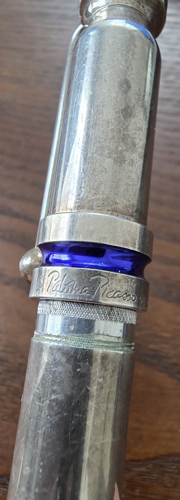 Tiffany Pablo Picasso Metal Ballpoint Pen Blue Enamel 925 Sterling Silver. Used