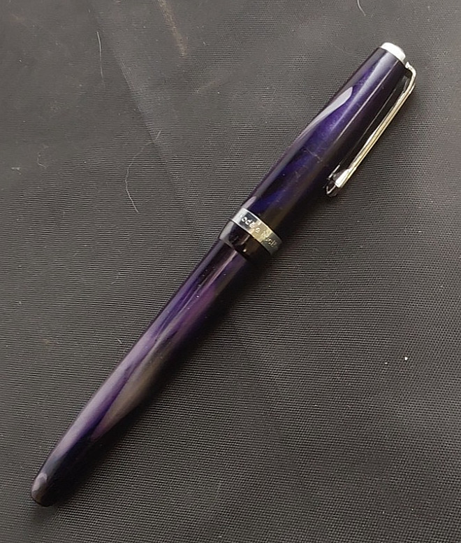 Vtg Modele Recife Depose Ballpoint Pen in Dark Purple Celluloid Design France