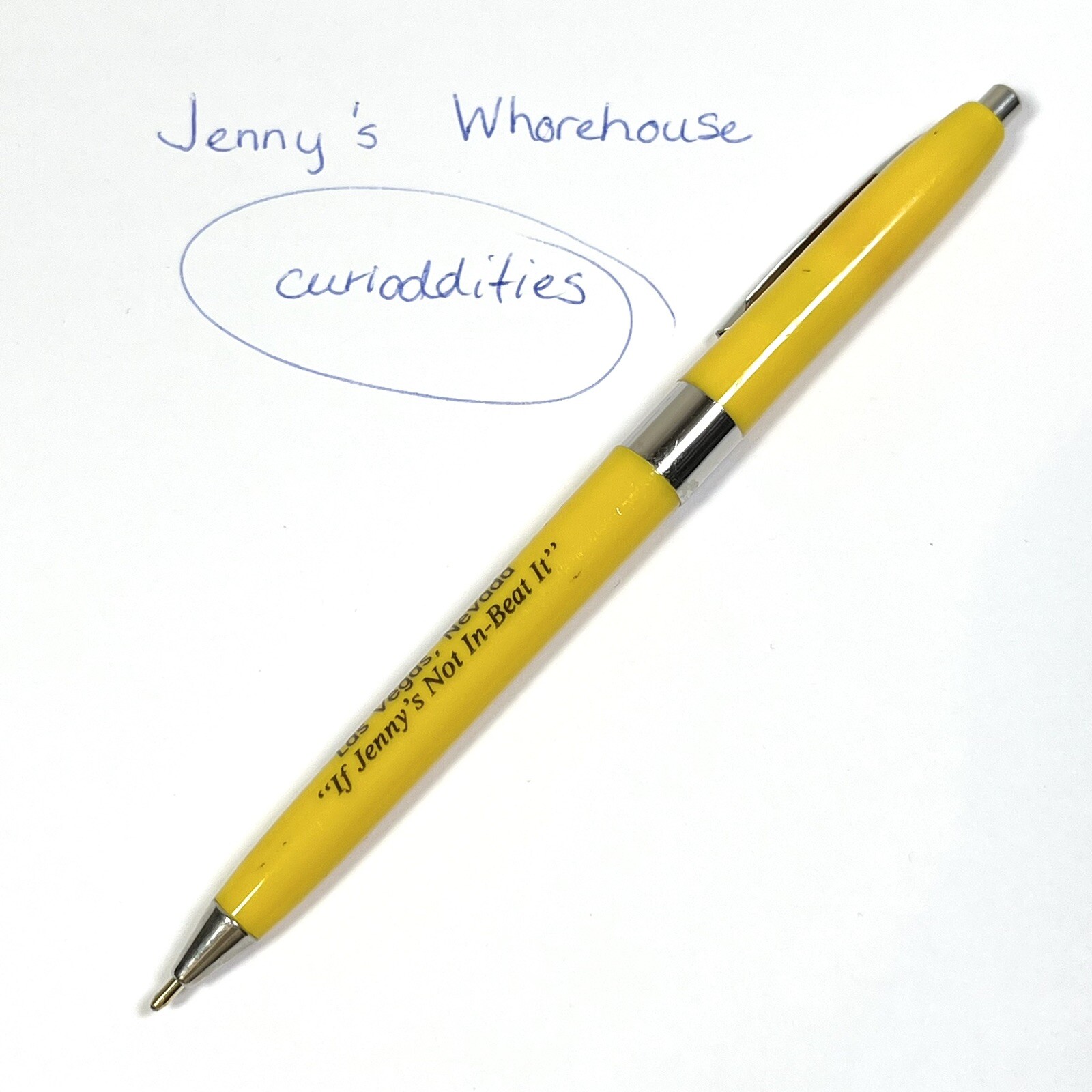 Vintage JENNY’S WHOREHOUSE Ballpoint Pen Las Vegas NV, If Jenny’s Not In Beat It