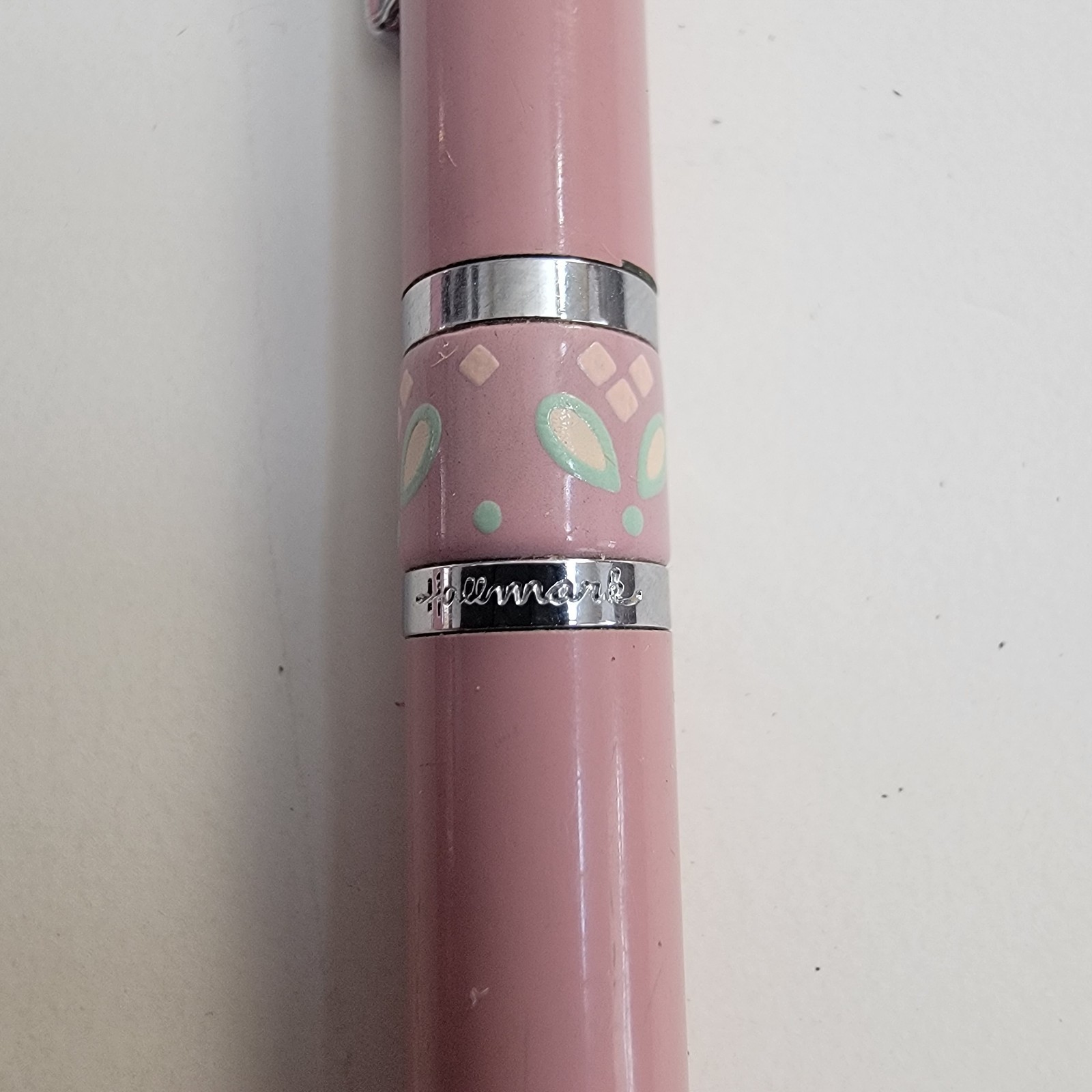 Vintage Hallmark Enamel Mauve Floral Ball Point Pen 1700WP2511 Box Made In USA