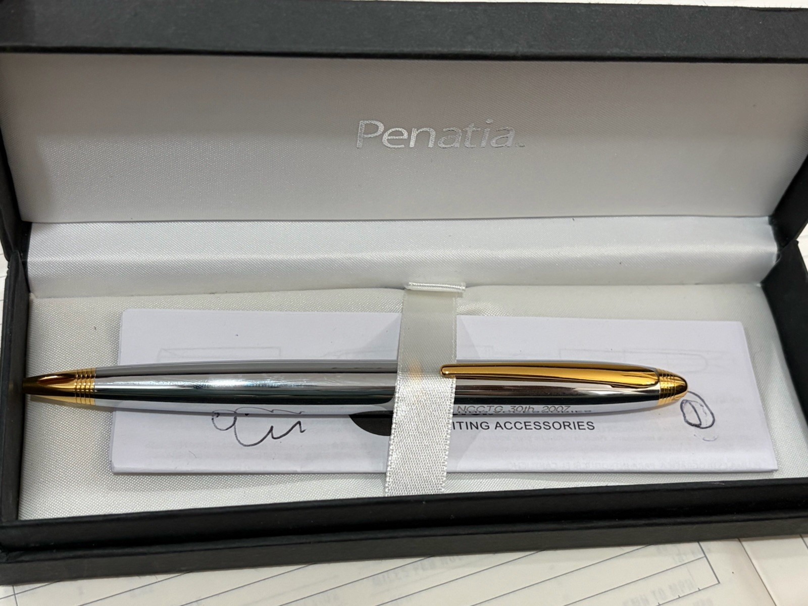 PENATIA LEXINGTON CHROME Gold BALLPOINT NCCTG 30th 2007 LOGO -writes -USA Seller