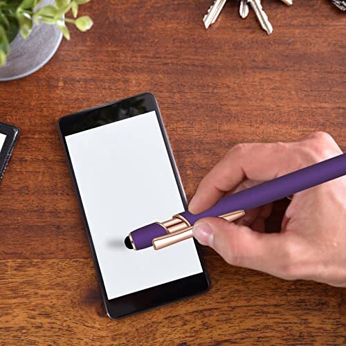12 Pcs Blue Ink Ballpoint Pen with Stylus Tip 1.0 mm Metal Pen Stylus Pen