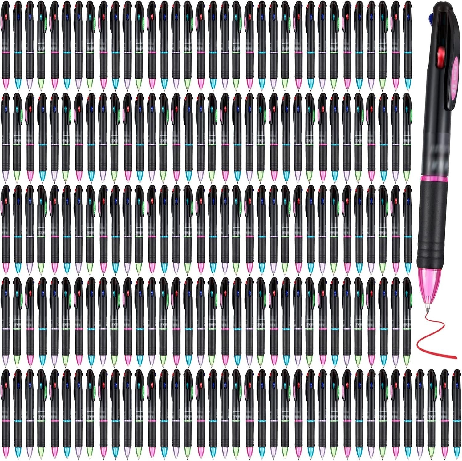 Pro 4-in-1 Ballpoint Pens: 192 Bulk Pack, 0.7mm Multicolor Gel Ink, Office Es…
