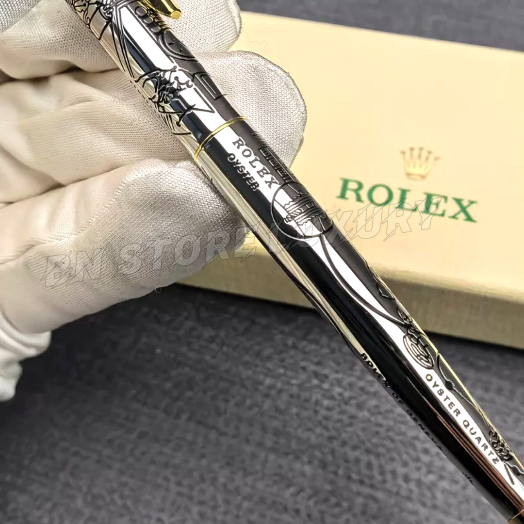 ROLEX VIP Gift Silver Gold Ballpoint Pen Engraved Executive Collectible Box