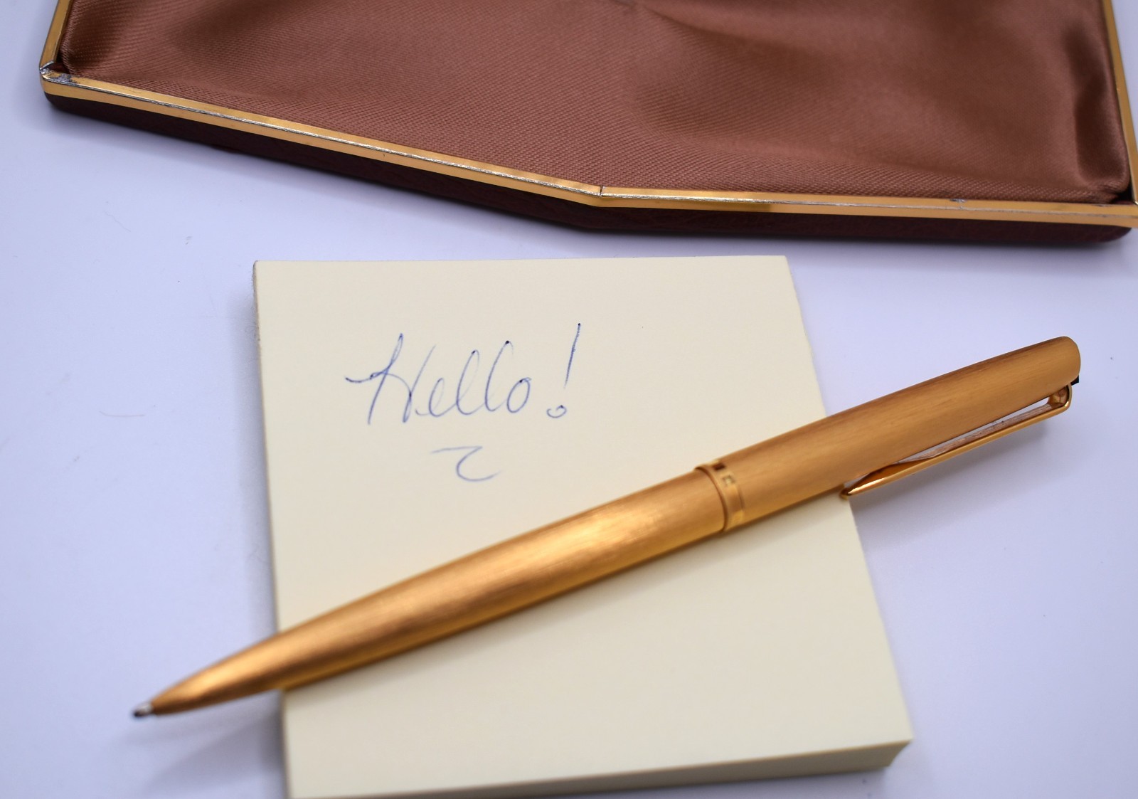 Vintage Aurora Italy Ballpoint Push Mechanism Gold Plated Pen in Box