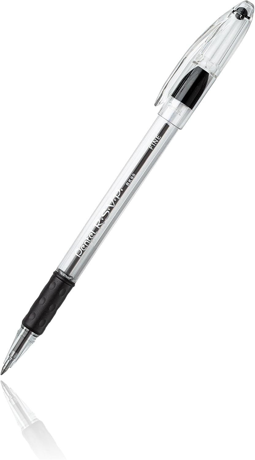 1 Pack, 2 Count Pentel RSVP Ballpoint Pen, Fine Line, (0.7mm) Red Ink (BK90BP2B)