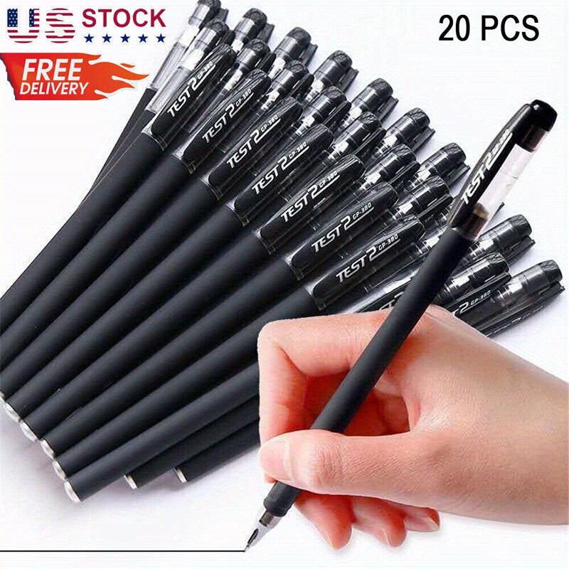20PCS Ball Point Pens BLACK Gel Ink Pen Smooth Writing – 0.5mm Nib – Best Price⚡
