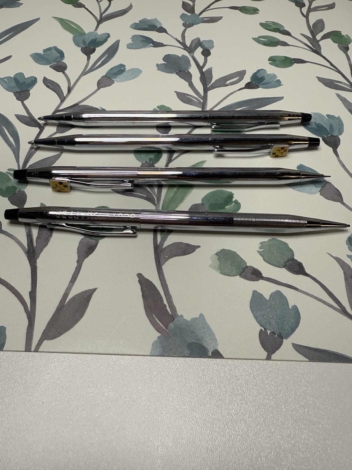 Lot of 4 Cross Pens Mechanical Pencils Chrome Scott Shaffer Engraved