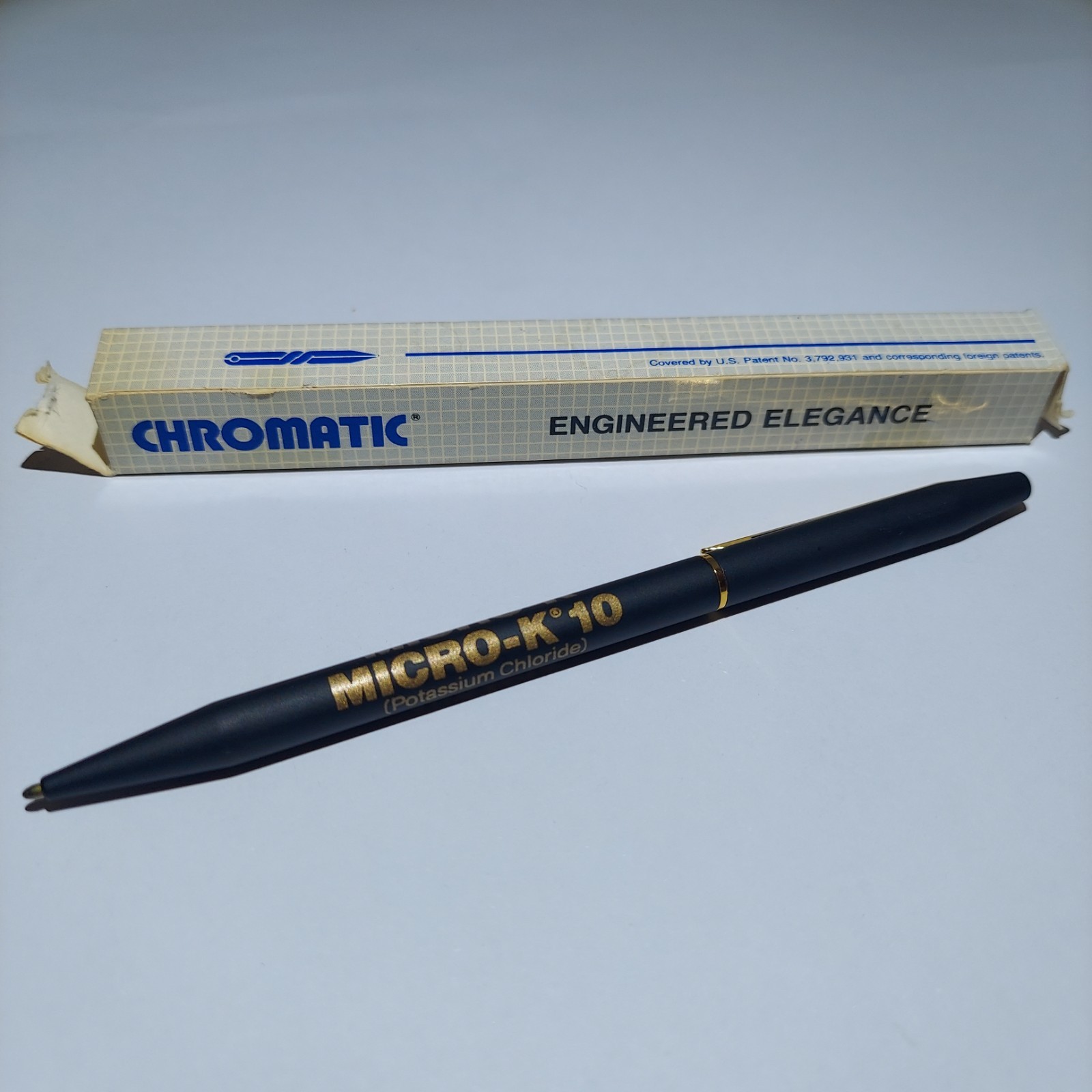 Vintage Chromatic Pen Black Gold Trim Pharmaceutical Advertising GUC Micro K 10