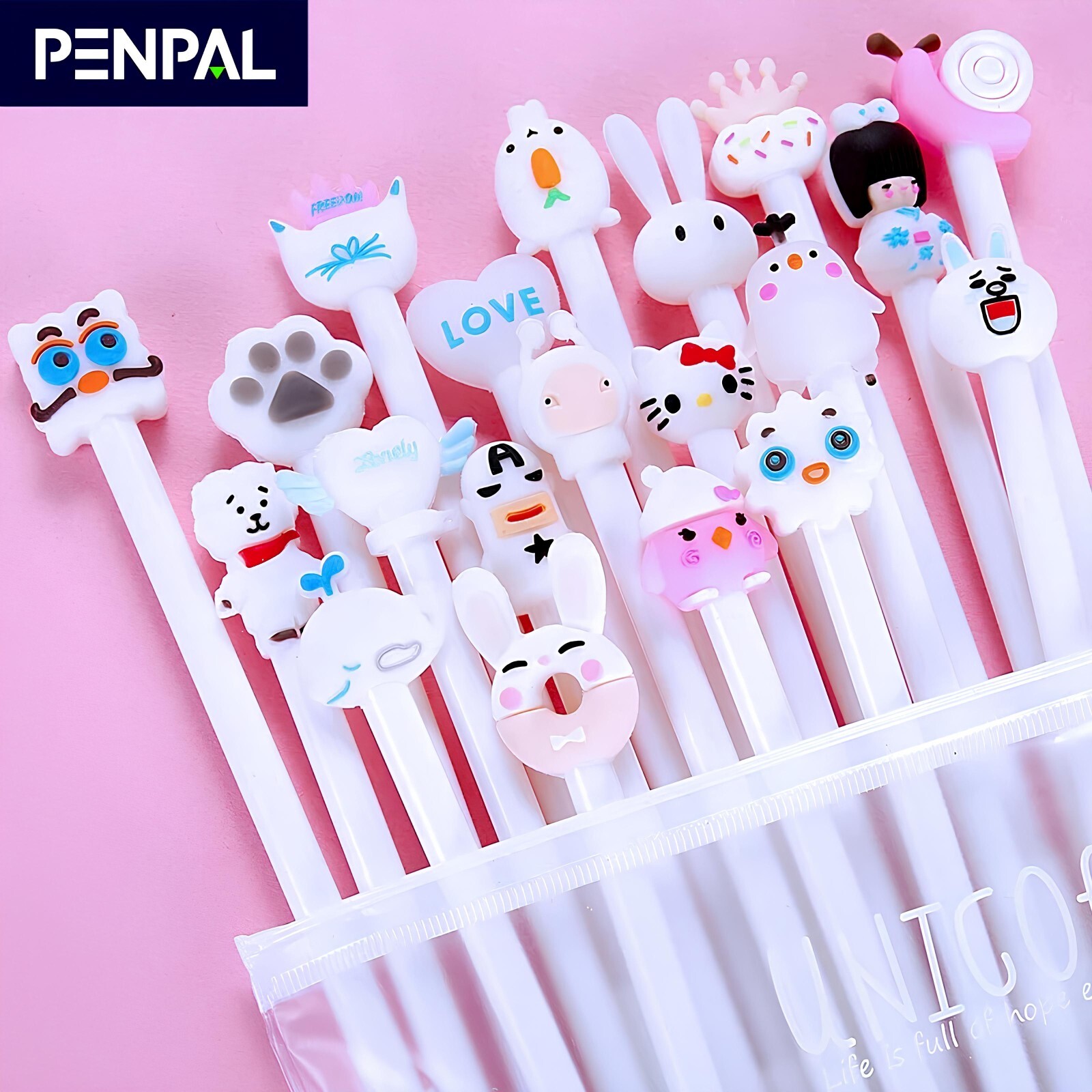 5 Pcs/Cartoon Color Gel Pen Set 0.5mm Black Ink School Office Stationery(random)