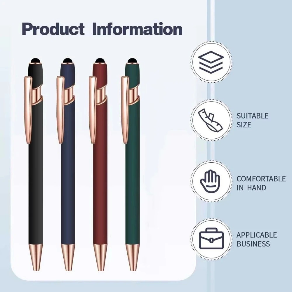 10 Pack Multicolor Ballpoint Pen with Stylus Tip 1.0 Mm Black Ink Smooth Writing