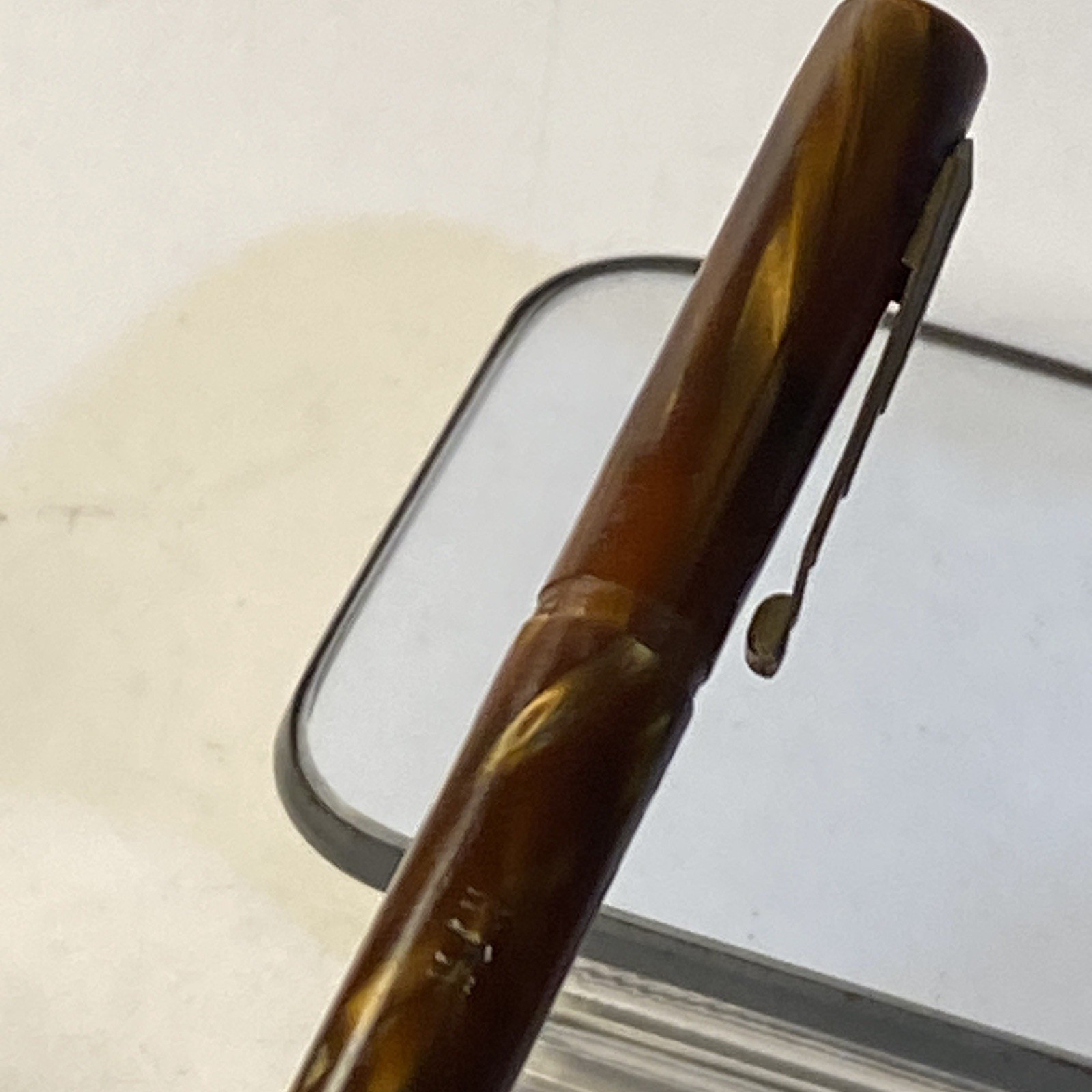 Antique Waltham Mechanical Pencil Gold and Brown Marbled Celluloid Art Deco