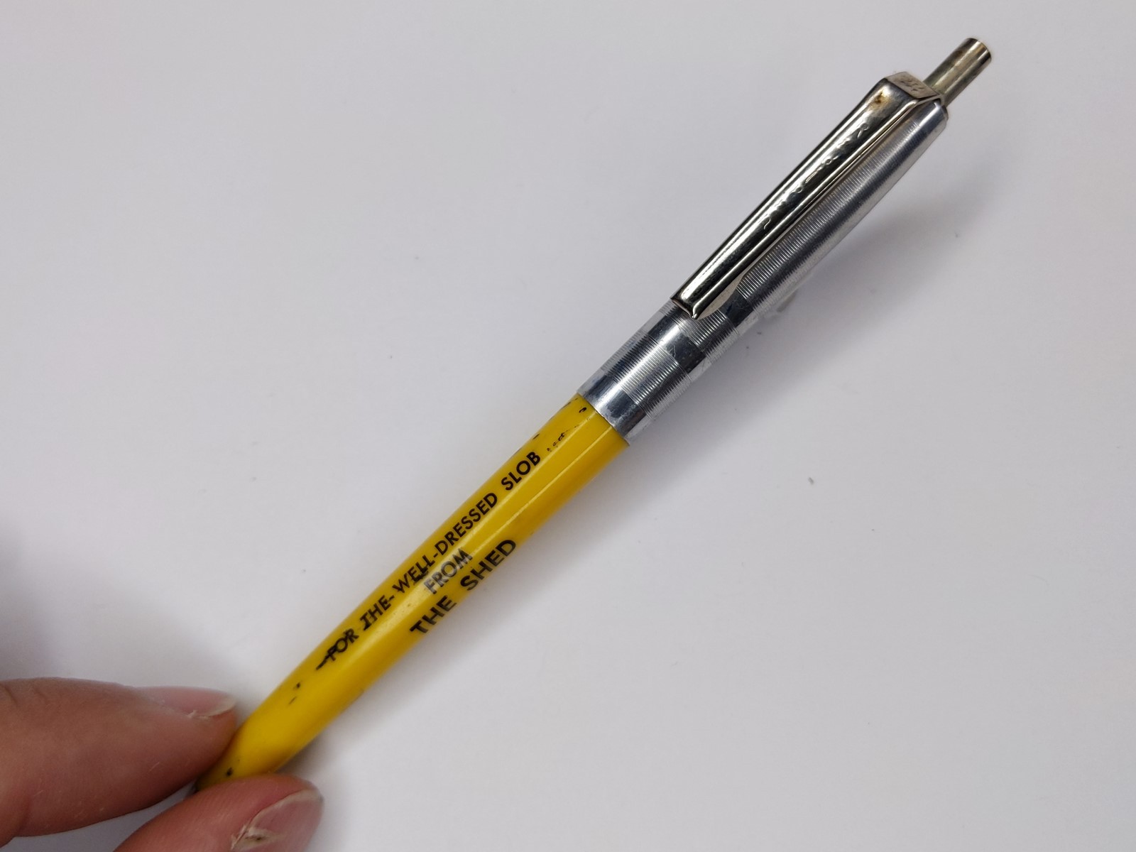 c1970s The Shed Advertising Pen Well-Dressed Slob Fashion Fun Humor Unknown G5
