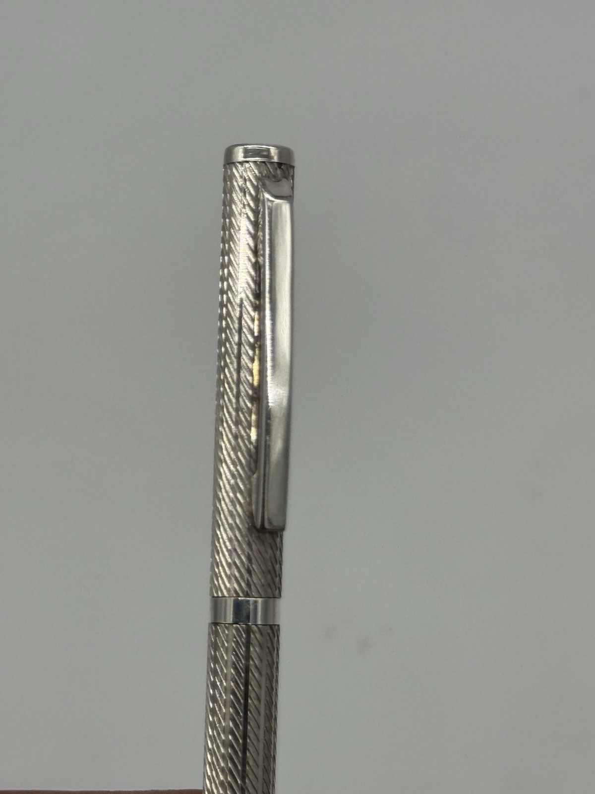 Sterling Silver 925 Ballpoint Twist Pen Flat Top Blue Ink Working